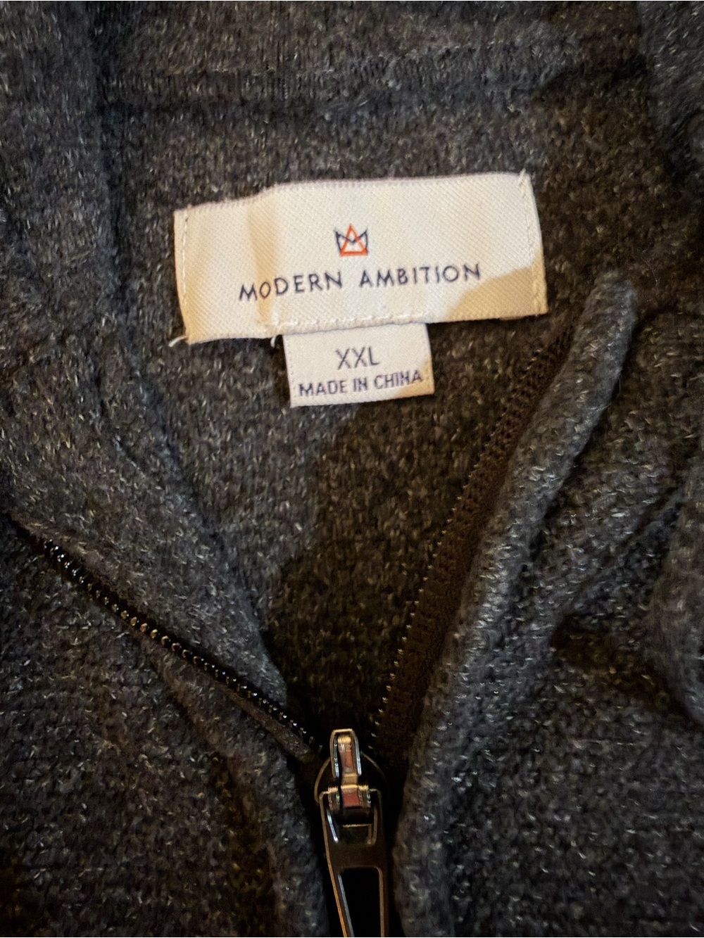 Modern Ambition Men's Dark Gray Zip Hoodie - XXL